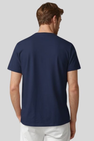 Men's Eta Indigo Blue Solid Round Half Sleeve Neck T-shirt
