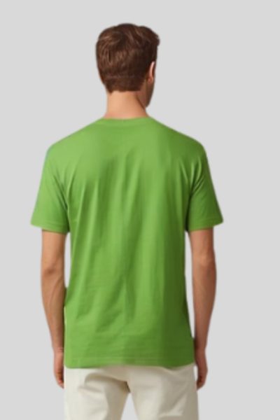 Shleviro Men's Platinum Kiwi Green Solid Round Neck T-shirt