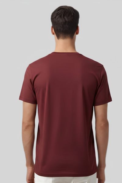 Shleviro Men's Platinum Maroon solid Round Neck T-shirt