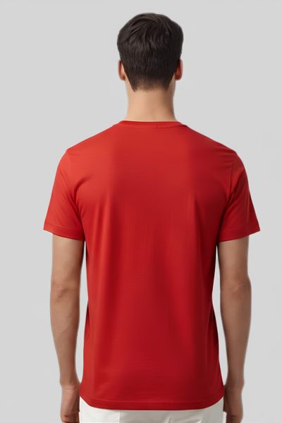 Shleviro Men's Platinum Red Solid Round Neck T-shirt