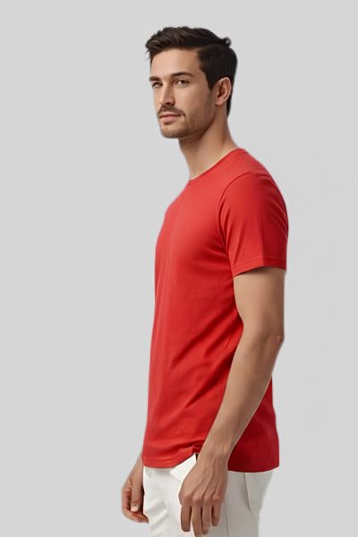 Shleviro Men's Platinum Red Solid Round Neck T-shirt