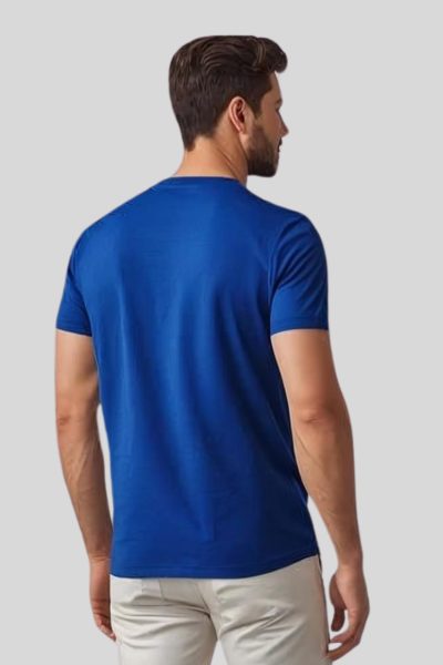 Shleviro Men's Platinum Royal Blue solid Round Neck T-shirt