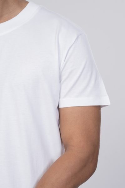 Shleviro Men's  Platinum White Solid Round Neck T-shirt