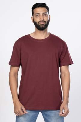 Shleviro Men~s Polar Lab Maroon Solid Round Neck T-shirt