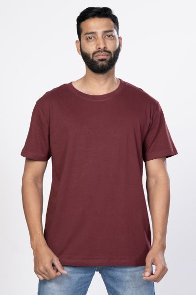 Shleviro Men~s Polar Lab Maroon  Solid Round Neck T-shirt