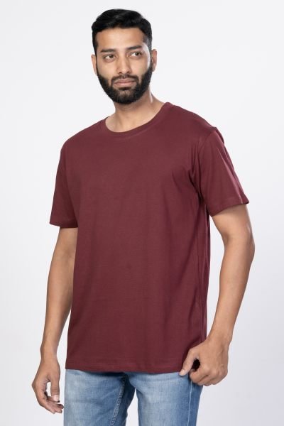 Shleviro Men's Polar Lab Maroon Solid Round Neck T-shirt