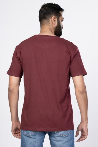 Shleviro Men's Polar Lab Maroon  Solid Round Neck T-shirt