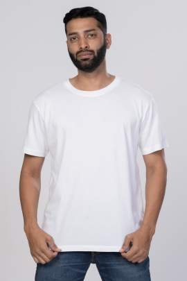 Shleviro Men~s Polar Lab White Solid Round Neck T-shirt